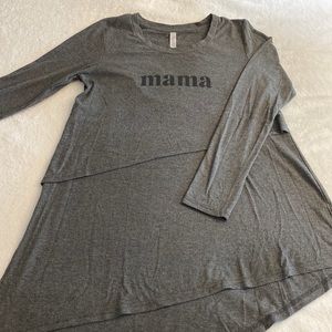 Latched Mama, Ribbed A-symmetrical long sleeve tee, size L